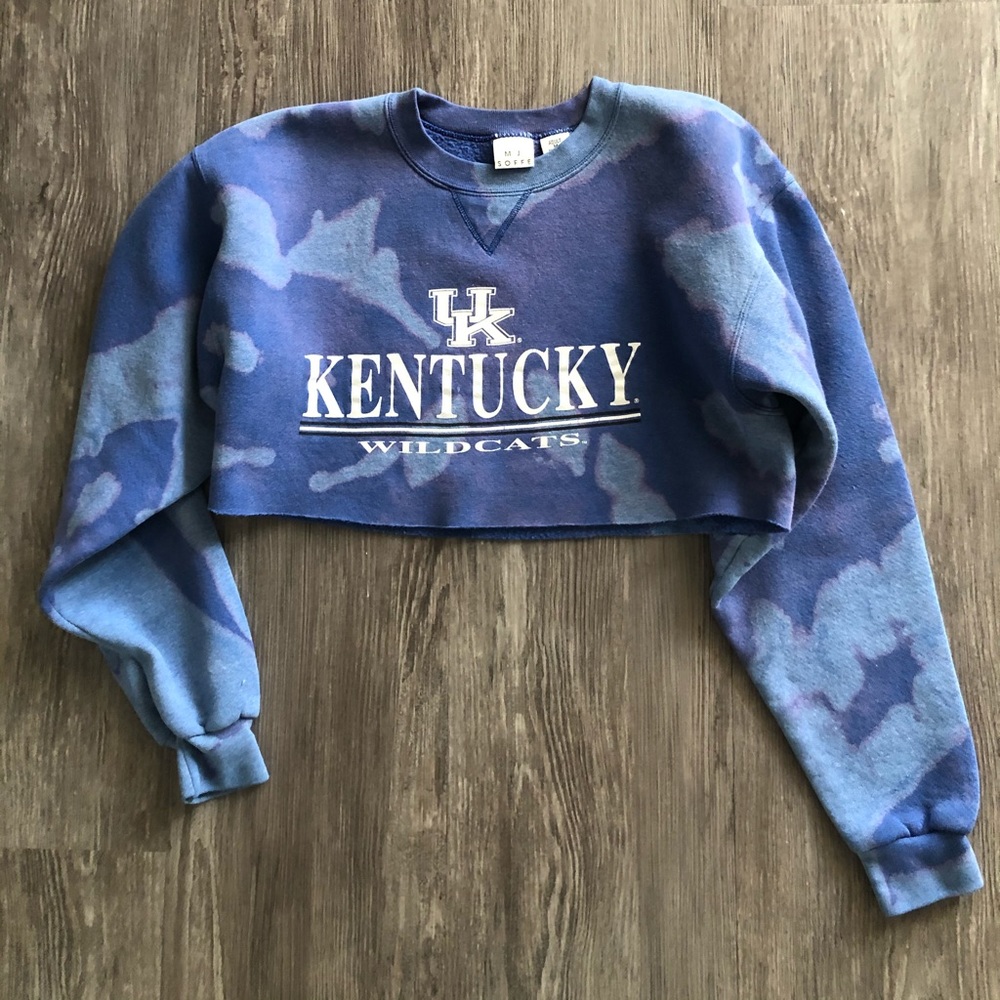 University of KY Blue Tie-Dye cropped sweatshirt